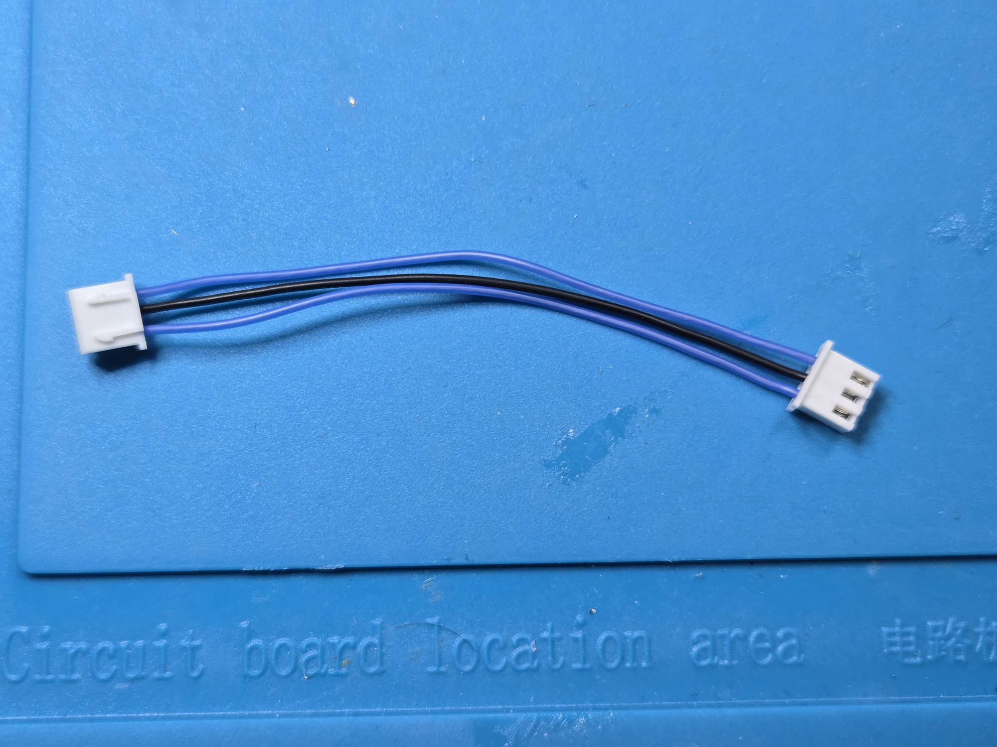 Completed three-conductor audio-board-to-carrier cable